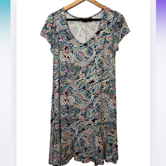 Rachel Zoe 1X Multicolor Paisley V-Neck Dress - Picture 1 of 7